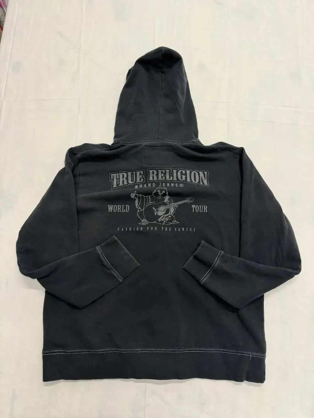 True Religion Classic Logo Full Zip Hoodie with Contrast Stitching